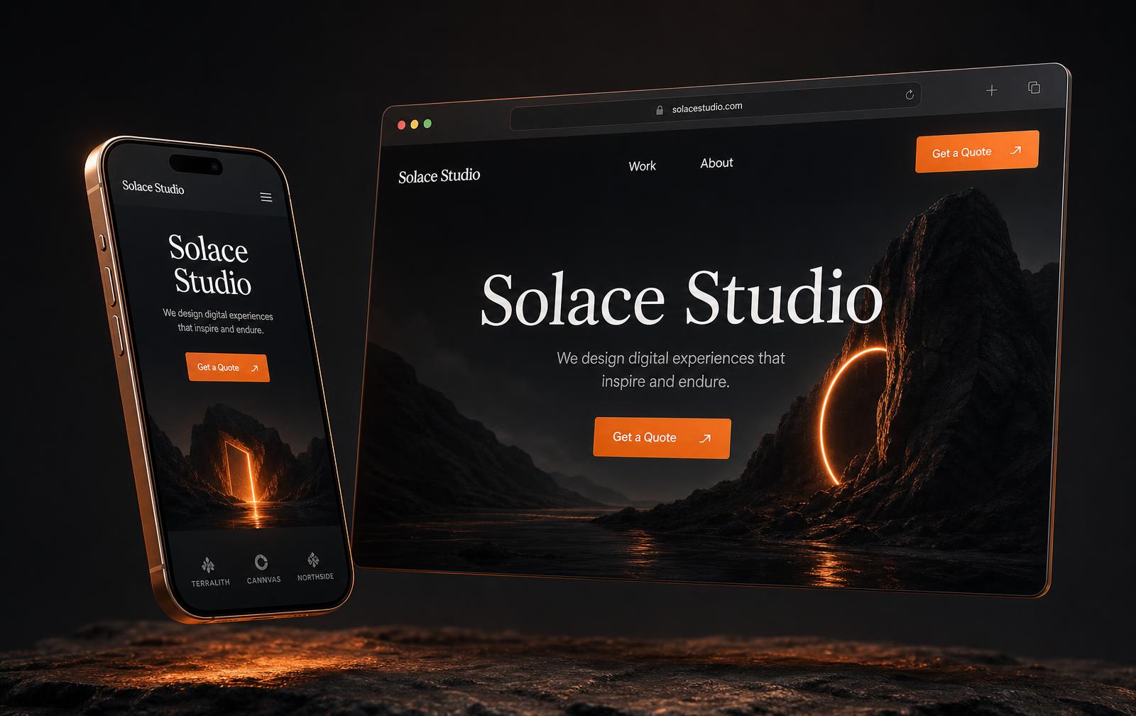 3D render of the Solace Studio marketing website